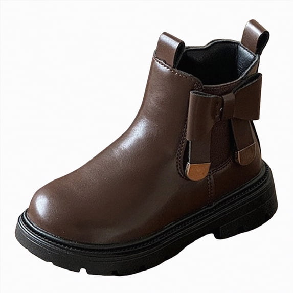 CAICJ98 Little Girls Ankle Boots Side Zipper Low Heels Casual Shoes Comfortable Boots for Toddler Girls (Toddler/Little Kid/Big Kid),9.5