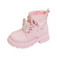 thumbnail image 1 of CAICJ98 Little Girls Boots Waterproof Lace Up Glitter Mid Calf Combat Boots With Side Zipper Boots Toddler Boy Pink (Toddler/Little Kid),9, 1 of 7