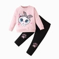 thumbnail image 1 of CAICJ98 Little Girls Outfits 2 Piece Kids Toddler Long Sleeve Sweatshirt + Leggings Fall Winter Leopard Clothing Sets 3 6 12 18 24 Months 2T 3T 4T Outfits for Toddler Girls (Pink,12-24 Months), 1 of 3