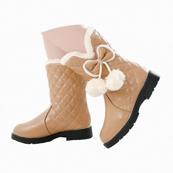 CAICJ98 Little Girls Snow Boots Fashion Warm Lined Princess Shoes Lightweight Mid Calf Winter Boots for Girls (Little Kid/Big Kid),2.5