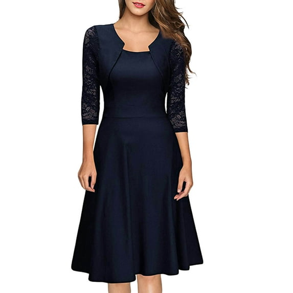 CAICJ98 Long Sleeve Dress For Women Wedding Guest Polyester Spaghetti Strap Comfy Dress Women V-Neck Tunic Fashion Summer Evening Dress Breathable Short Sleeve Plain Dark Blue,XL