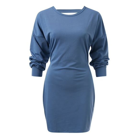 CAICJ98 Long Sweater Dress For Women Women's Slim Fit Cable Knit Long Sleeve Sweater Dress Light Blue,XL