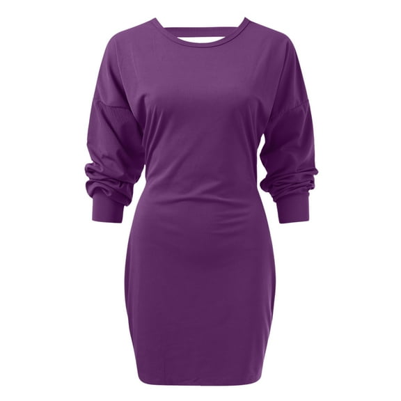 CAICJ98 Long Sweater Dress For Women Womens Turtleneck Long Sleeve Elasticity Cable Knit Pullover Sweaters Jumper Purple,S