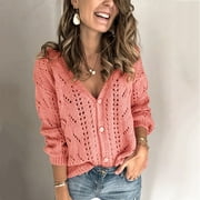 CAICJ98 Long Winter Coats for Women 2023 Women's Oversized Batwing Sleeve Knit Open Front Long Cardigan Sweaters with Pockets Pink,XXL