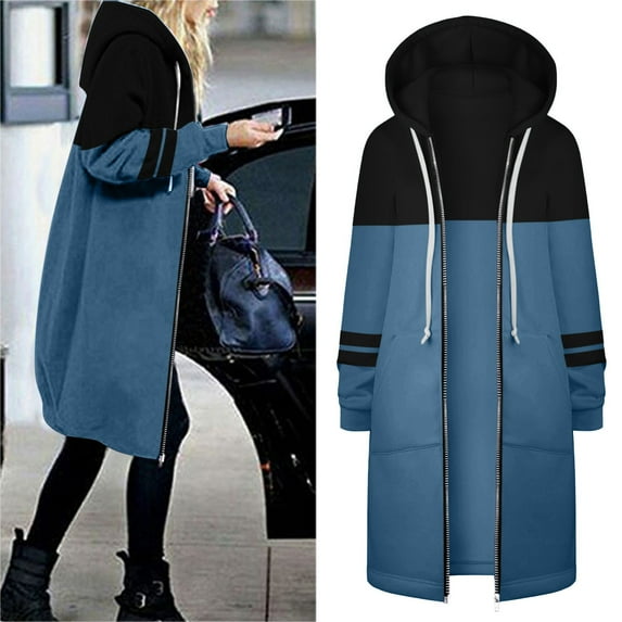 CAICJ98 Long Winter Jackets For Women Women's Rain Jacket Waterproof Casual Lightweight Windbreaker with Hood for Outdoor Blue,M