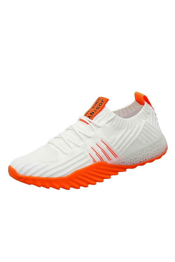Men Running Shoes Athletic Walking Shoes Lightweight Slip-on Casual Shoes Mesh Comfort Fashion Sneakers Men Orange,5.5