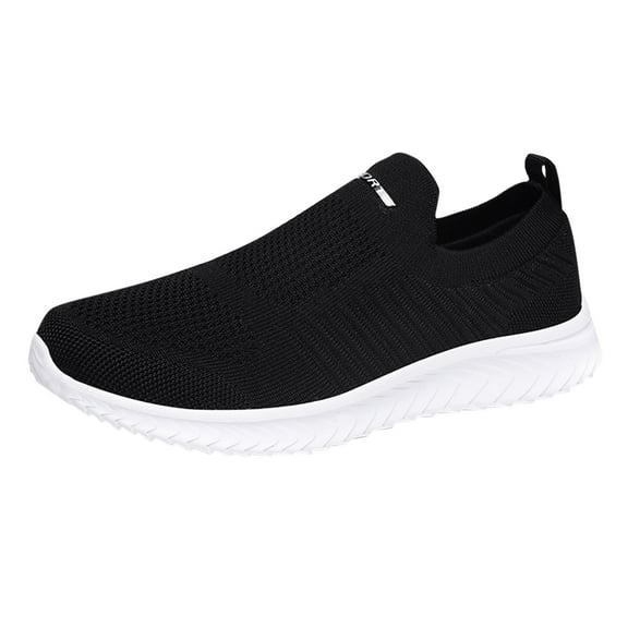 CAICJ98 Men Slip On Shoes Comfortable Walking Shoes Breathable Knit Casual Sneakers Lightweight Running Shoes for Men Black,8.5