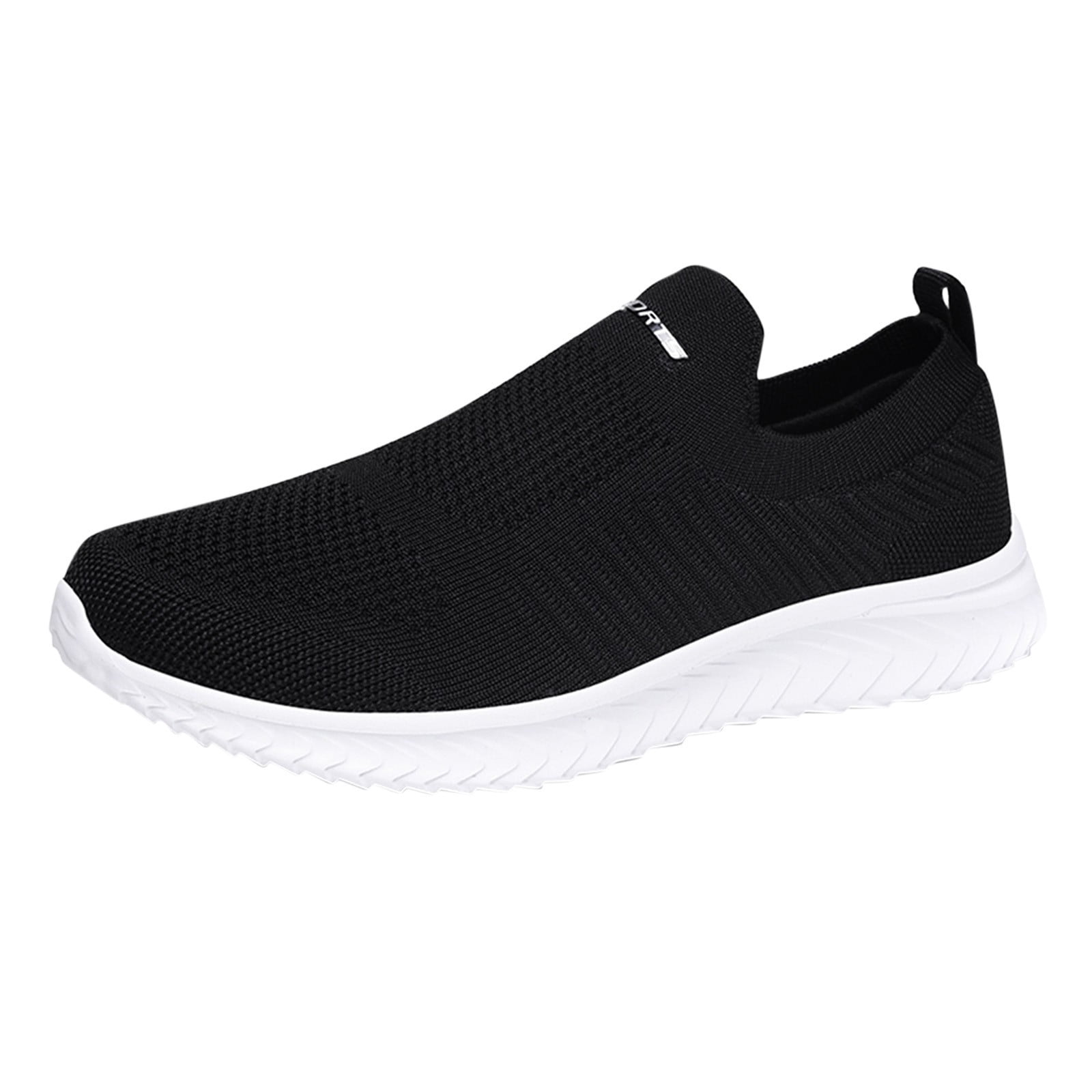 Men's Beige Slip-On Knit Sneakers with Cushioned Sole