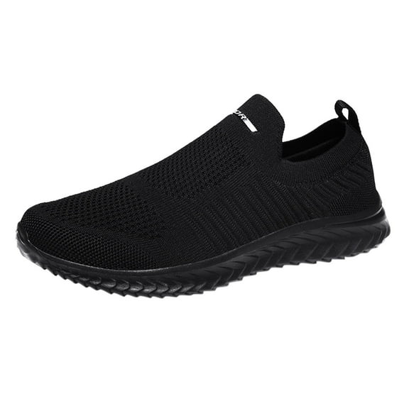 CAICJ98 Men Slip On Shoes Lightweight Breathable Casual Shoes Knit Walking Shoes Anti-Slip Tennis Shoes Men Black,11