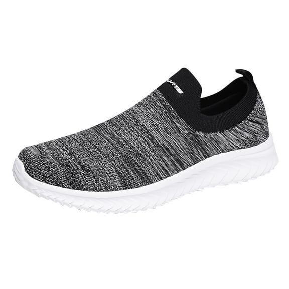 CAICJ98 Men Tennis Shoes Comfortable Walking Shoes Breathable Knit Casual Sneakers Lightweight Slip On Shoes for Men Light Gray,7.5