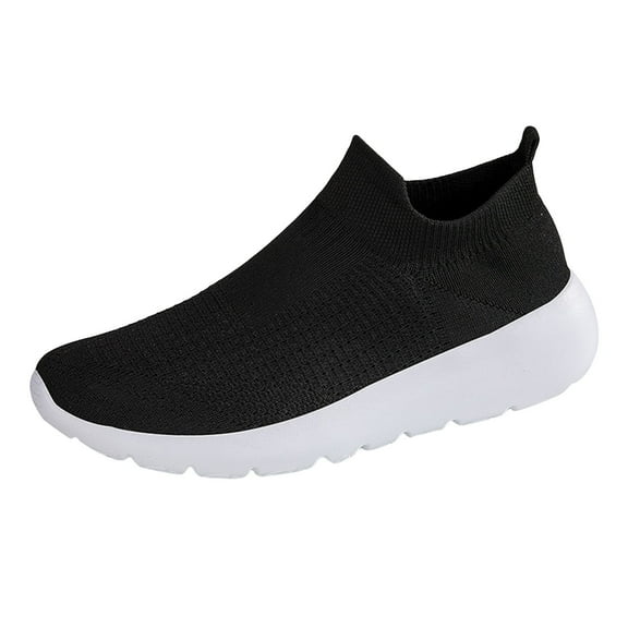 CAICJ98 Men's Running Shoes Knit Walking Shoes Breathable Casual Shoes Lightweight Athletic Slip On Shoes Men White,6