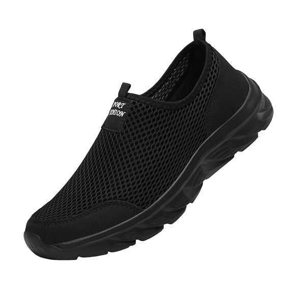 CAICJ98 Men's Slip On Shoes Fashion Casual Shoes Breathable Mesh Walking Shoes Lightweight Sneaker for Men Black,7