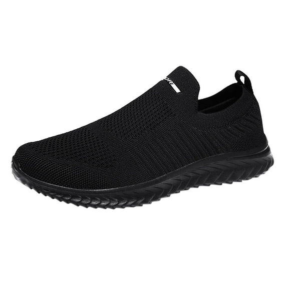 CAICJ98 Men's Slip On Shoes Lightweight Breathable Casual Shoes Knit Walking Shoes Anti-Slip Sneakers Men Black,10.5