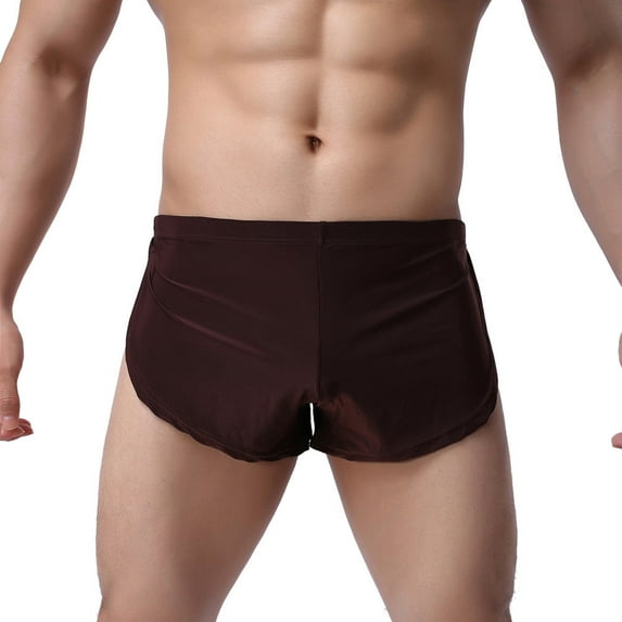 CAICJ98 Mens Boxer Briefs Men's Soft Touch Eco Fiber Elastic Band Brief Coffee,L