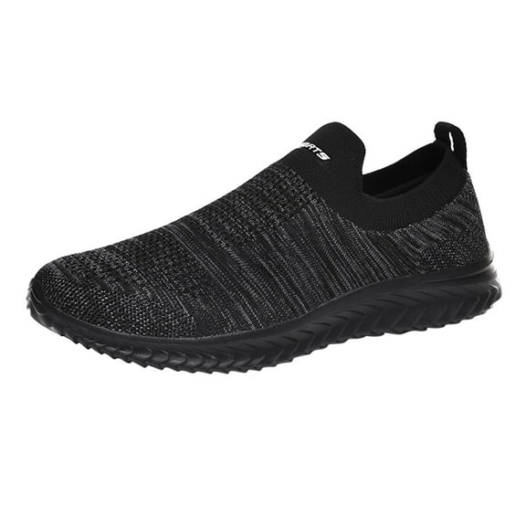CAICJ98 Mens Running Shoe Lightweight Breathable Casual Shoes Knit Walking Shoes Anti-Slip Slip On Shoes for Men Grey,7.5