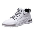 thumbnail image 1 of CAICJ98 Mens Running Shoe Lightweight Casual Slip on Shoes Comfortable Sole Walking Shoes Athletic Sport Breathable Leather Sneakers Men White,7.5, 1 of 5