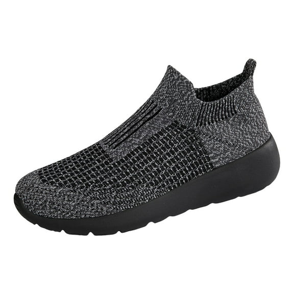 CAICJ98 Mens Shoes Slip On Knit Walking Shoes Breathable Casual Shoes Lightweight Athletic Tennis Shoes Men Grey,6.5
