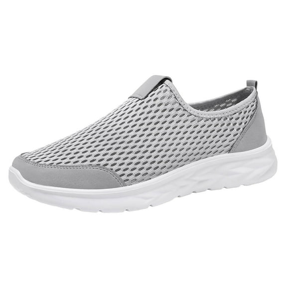 CAICJ98 Mens Shoes Slip On Lightweight Breathable Casual Shoes Mesh Walking Shoes Anti-Slip Sneakers for Men Light Gray,7.5