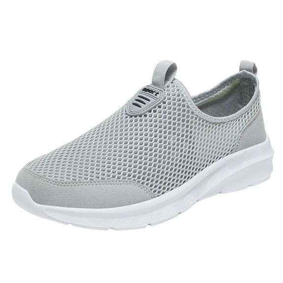 CAICJ98 Mens Slip On Shoes Fashion Casual Shoes Breathable Mesh Walking Shoes Lightweight Running Shoes for Men Light Gray,8