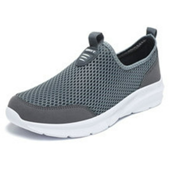 CAICJ98 Mens Slip On Shoes Fashion Casual Shoes Breathable Mesh Walking Shoes Lightweight Sneaker for Men Grey,7.5