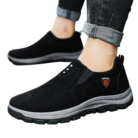 CAICJ98 Mens Sneaker Casual Shoes Canvas Walking Shoes Lightweight Slip On Shoes for Men Black,8.5
