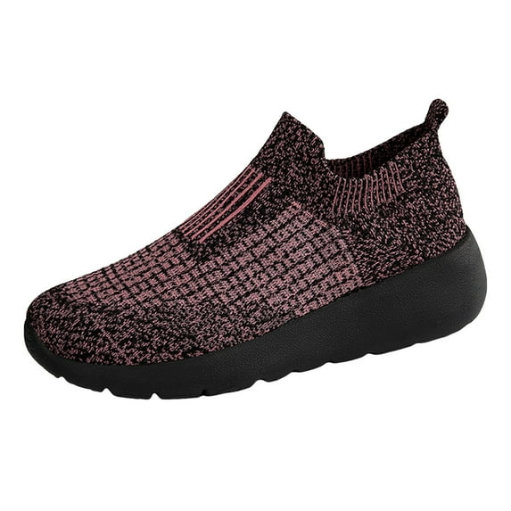 CAICJ98 Mens Sneaker Knit Walking Shoes Breathable Casual Shoes Lightweight Athletic Slip On Shoes for Men Hot Pink,8.5