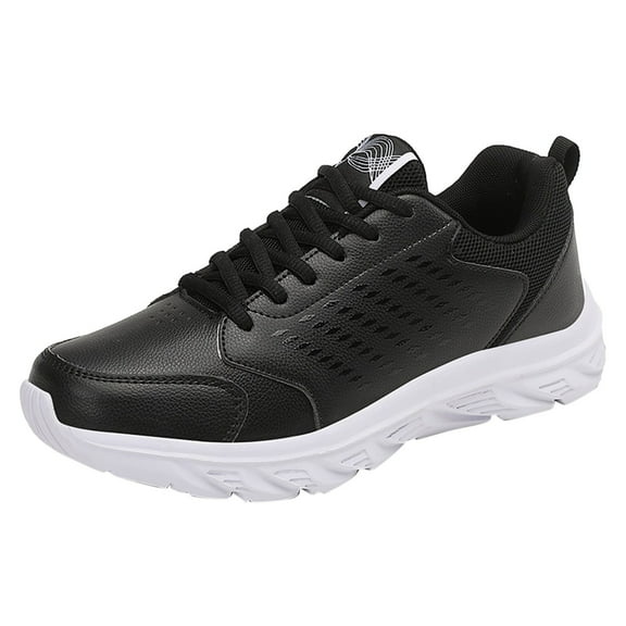 CAICJ98 Mens Sneaker Leather Fashion Casual Shoes Breathable Comfort Walking Shoes Low-Top Tennis Shoes Men White,9.5