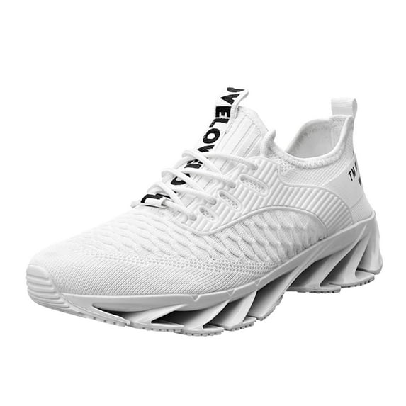 CAICJ98 Mens Sneakers Mesh Casual Shoes Breathable Air Cushion Walking Shoes Sport Youth Fashion Athletic Running Shoes Men White,10