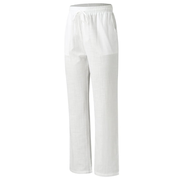 CAICJ98 Mens Sweatpants Men's Autumn Lesiure Pant Solid Color Casual Cropped Pant Trousers Contrast Color Lace Sports Loose Pants White,L