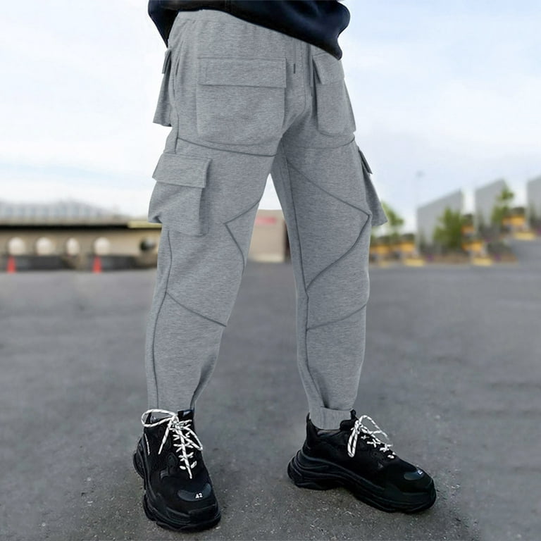 CAICJ98 Mens Sweatpants Men's Gym Jogger Pants Casual Workout Track Pants  Running Sweatpants with Zipper Pockets Grey,XL 