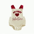 thumbnail image 1 of CAICJ98 My First Valentines Mom Day Baby Girl Outfit Heart Bubble Romper Cutest Little Valentines Newborn Overalls (3-6 Months,Beige), 1 of 7