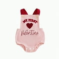 thumbnail image 1 of CAICJ98 My First Valentines Mom Day Baby Girl Outfit Heart Bubble Romper Cutest Little Valentines Newborn Overalls (3-6 Months,Pink), 1 of 7