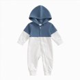 thumbnail image 1 of CAICJ98 Newborn Baby Boy Fall Outfit Romper Long Sleeve Hooded Contrast Color Zipper Jumpsuit Bodysuit Infant Winter Clothes,Size 6-12 Months, 1 of 6