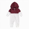 thumbnail image 1 of CAICJ98 Newborn Baby Boy Fall Outfit Romper Long Sleeve Hooded Contrast Color Zipper Jumpsuit Bodysuit Infant Winter Clothes,Size 6-12 Months, 1 of 6