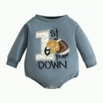 thumbnail image 1 of CAICJ98 Newborn Baby Boy Fall Winter Outfit Romper Long Sleeve Football Embroidery Onesie Jumpsuit Bodysuit Cute Infant Baby Boy Clothes (Blue,3-6 Months), 1 of 7