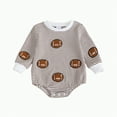 thumbnail image 1 of CAICJ98 Newborn Baby Boy Girl Football Outfit Game Day Sweatshirt Romper Baby Onesies Long Sleeve Pullover Bodysuit Infant Fall Winter Clothes (Brown,6-12 Months), 1 of 7