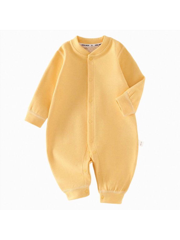 Newborn Baby Boy Girl Organic Cotton Bodysuit Long Sleeve Jumpsuit Outfits Clothes,0-18 Months