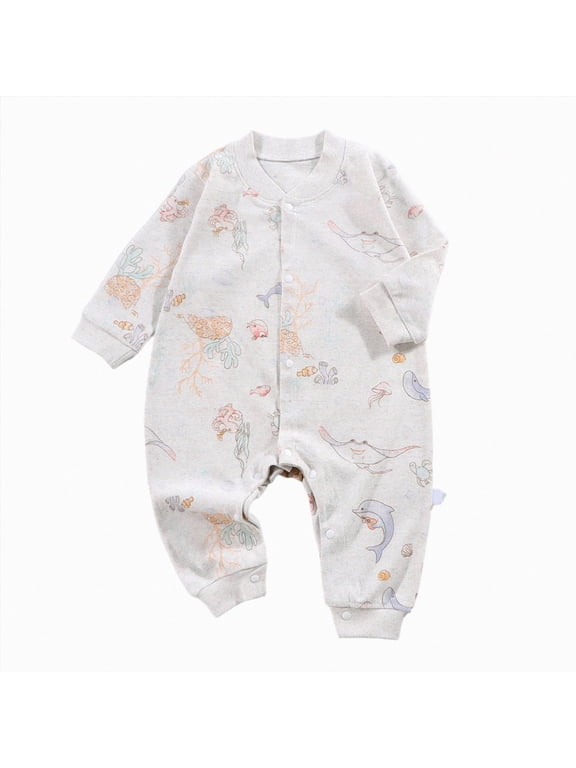 Newborn Baby Boy Girl Organic Cotton Bodysuit Long Sleeve Jumpsuit Outfits Clothes,0-24 Months