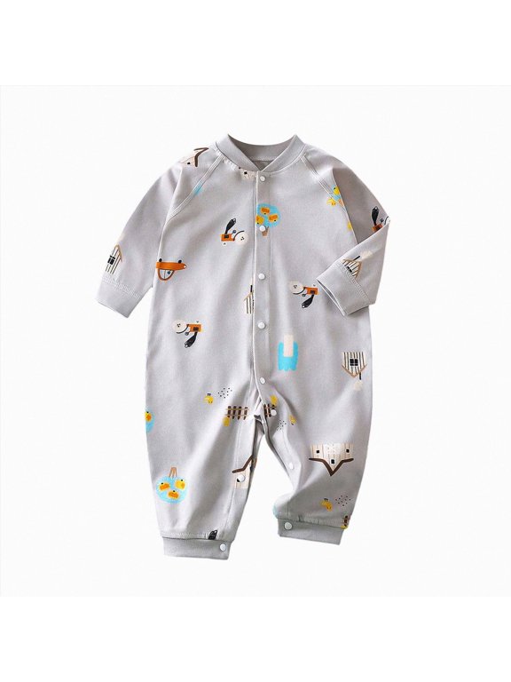 Newborn Baby Boys Girls Rompers Long Sleeve Toddler Romper Cute Print Romper Jumpsuits Unisex Cotton Infant Clothes,0-24 Months