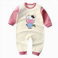thumbnail image 1 of CAICJ98 Newborn Baby Fall Winter Outfit Short Sleeve Romper One Piece Cute Animal Onesie Infant Button Down Comfy Cotton Jumpsuit Cute Baby Boy Outfits (Light Pink,3-6 Months), 1 of 4