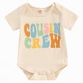 thumbnail image 1 of CAICJ98 Newborn Baby Girl Boy Romper Short Sleeve Cousin Crew Shirt Crewneck Bodysuit Colorful Print Casual Infant Summer Clothes (Beige,0-3 Months), 1 of 7