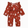 thumbnail image 1 of CAICJ98 Newborn Baby Girl Christmas Outfit Waffle Knit Jumpsuit Romper Ruffle Bodysuit Long Overalls with Bow, 1 of 8