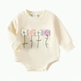 thumbnail image 1 of CAICJ98 Newborn Baby Girl Clothes 3D Floral Long Sleeve Sweatshirt Romper Onesie Bodysuit Fall Winter Infant Outfits (Beige,0-3 Months), 1 of 5