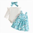 thumbnail image 1 of CAICJ98 Newborn Baby Girl Clothes Fall Winter Outfit Ruffle Long Sleeve Floral Ribbed Romper Suspender Skirts Set 0 3 6 12 18 Months Infant Outfits for Girls (Sky Blue,12-18 Months), 1 of 8