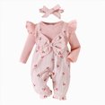 thumbnail image 1 of CAICJ98 Newborn Baby Girl Clothes Long Sleeve Romper One Piece Jumpsuit Fall Winter Infant Cute Bow Outfits (9-12 Months,Red), 1 of 5