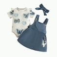 thumbnail image 1 of CAICJ98 Newborn Baby Girl Clothes Summer Outfits Short Sleeve Ruffle Romper Top Infant Skirt Set Little Girl Overall Dress (Navy,0-3 Months), 1 of 5