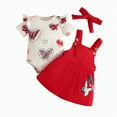 thumbnail image 1 of CAICJ98 Newborn Baby Girl Clothes Summer Outfits Short Sleeve Ruffle Romper Top Infant Skirt Set Little Girl Overall Dress (Red,0-3 Months), 1 of 2