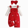 thumbnail image 1 of CAICJ98 Newborn Baby Girl Fall Winter Outfit Long Sleeve Ribbed Romper Suspender Overalls Pants Set Infant Cute Clothes (Red,18-24 Months), 1 of 6