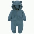 thumbnail image 1 of CAICJ98 Newborn Baby Jumpsuit Hooded Fleece Rompers Long Sleeve Onesies Outwear Outfits Infant Baby Boy Girl Winter Coat (Navy,0-3 Months), 1 of 7