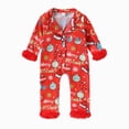 thumbnail image 1 of CAICJ98 Newborn Christmas Sleepers Baby Girl Christmas Satin Pajamas Infant Pajamas Romper Jumpsuit Girl Pjs (Red,12-18 Months), 1 of 9